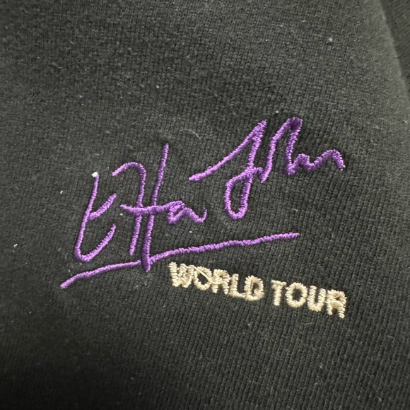 Elton John World Tour 90s Vintage Black Embroidered Crewneck - Picture 5 of 7